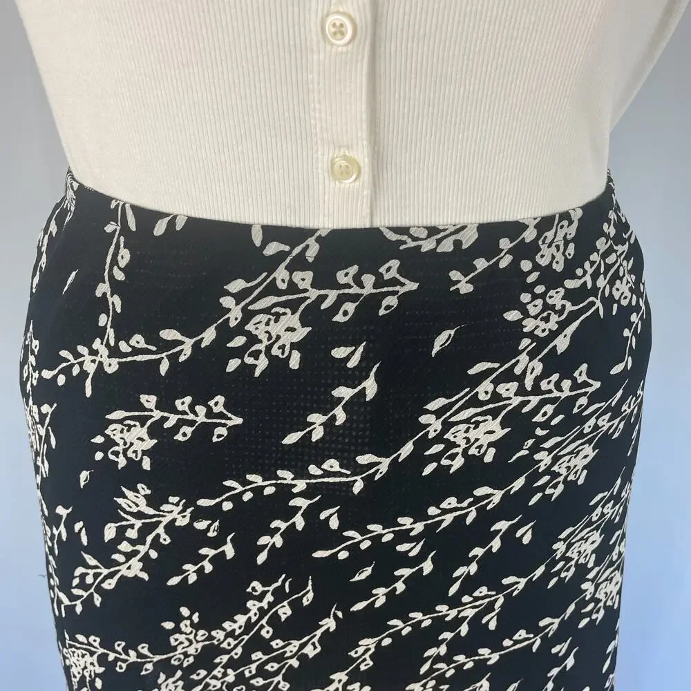 Reversible Midi Skirt Large Black Floral Geo Layered Chiffon Y2K Fairy Whimsy
